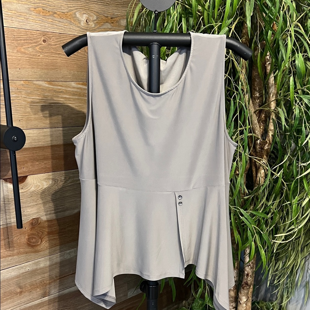 NWT Chalet et ceci taupe sleeveless asymmetrical knit top XL